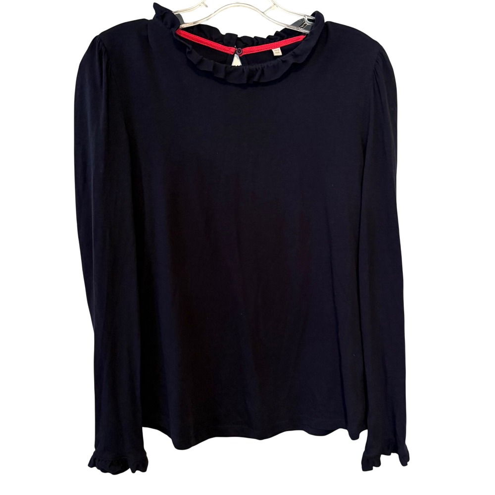 Boden Women's Navy Supersoft Frill‎ Detail Top in Size 8